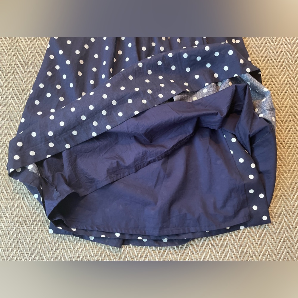 Boden women’s 10P Arwen Wrap Linen-Blend Midi Dress in Navy Polka Dot - Picture 8 of 13